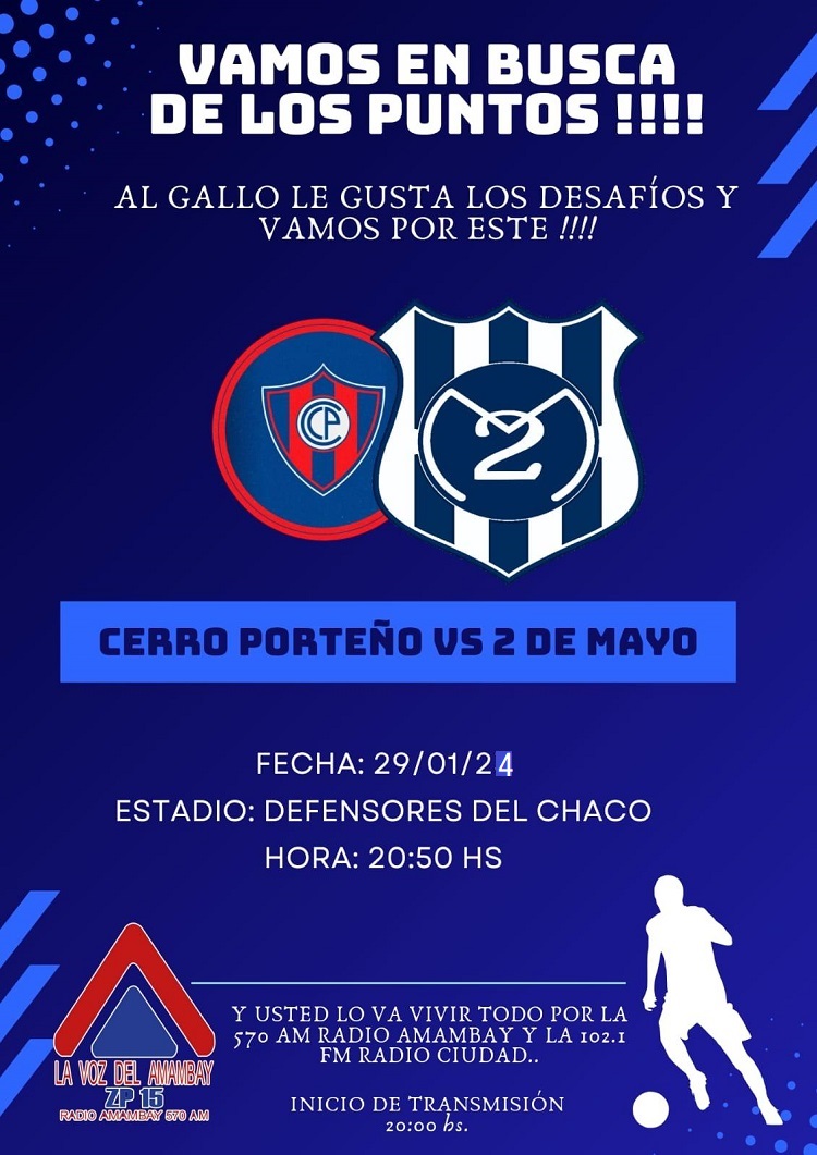 Cerro Porteño, único líder del torneo, recibe a un motivado 2 de Mayo