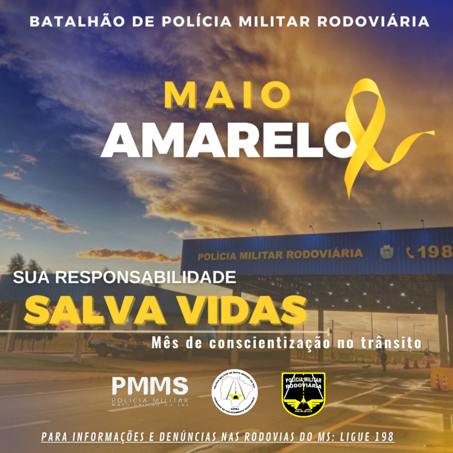 Policía Rodoviaria Militar  inicia la Campaña Mayo Amarillo en las rutas estaduales de Mato Grosso del Sur
