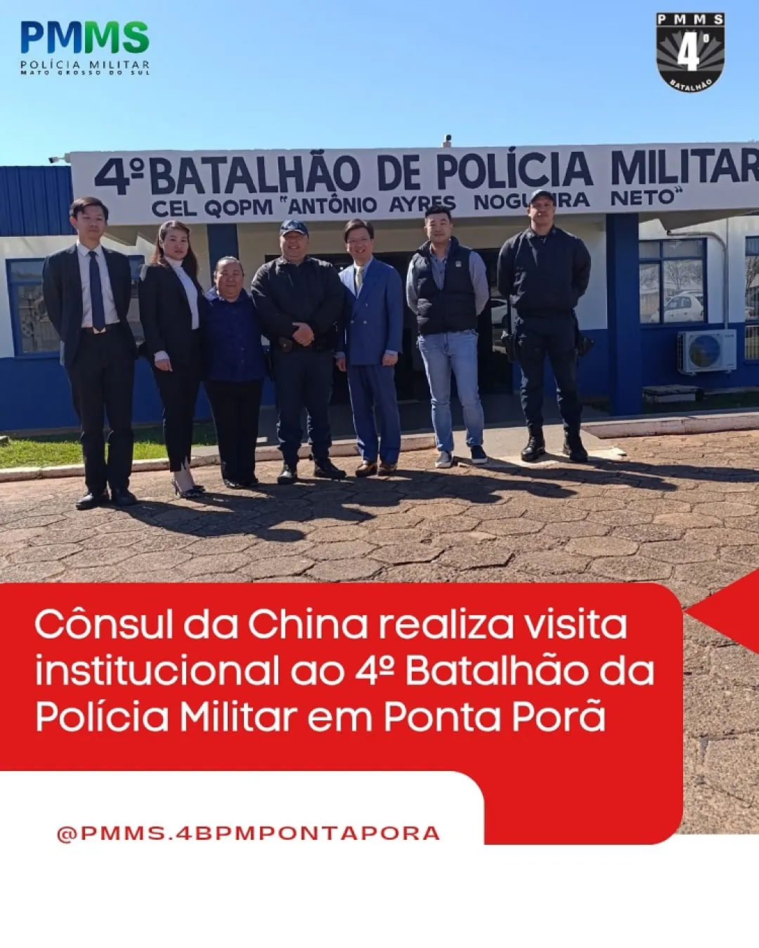 Cónsul chino realiza visita institucional al 4.º Batallón de la Policía Militar en Ponta Porã
