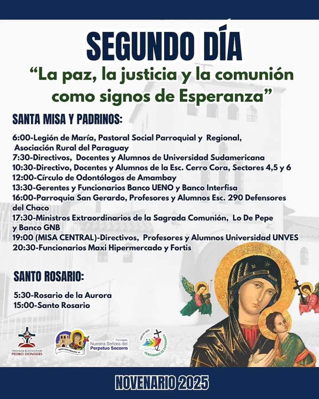Segundo día del novenario en honor a la Madre del Perpetuo Socorro 
